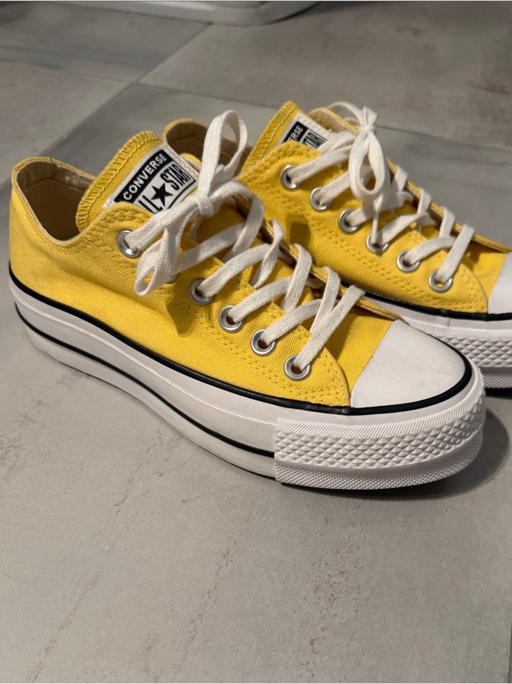 Converse Yellow Low Top Platform Canvas Sneakers